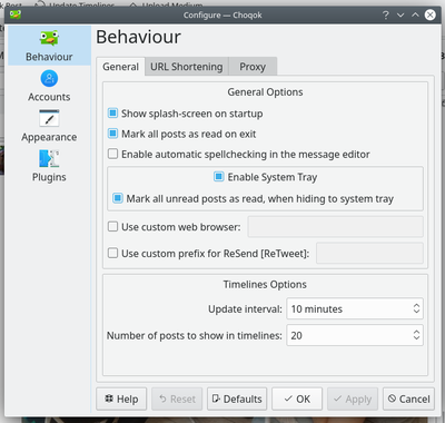 Choqok general configuration page