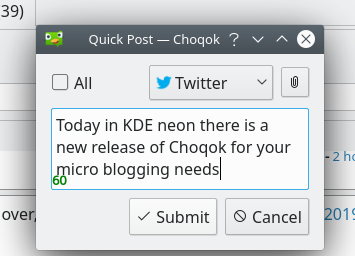 Choqok Quick Post dialog